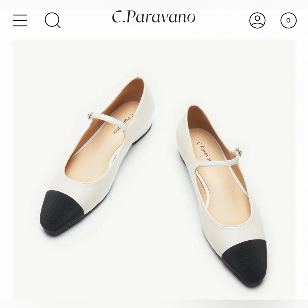 NWT C. Paravano‎ White and Black Mary Jane Shoe - Size 38 European